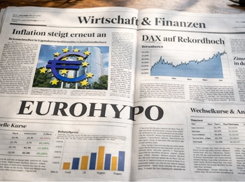 aufgeschlagene Zeitung mit Schlagzeile Eurohypo
