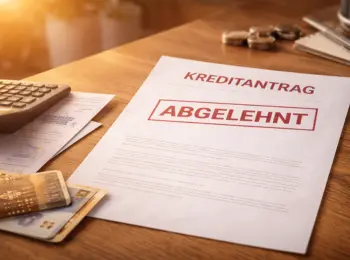 Kreditantrag auf einem Tisch, rot gestempelt steht"abgelehnt"