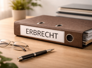 Erbrecht Ornder auf einem Schreibtisch