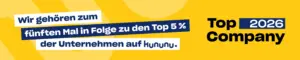 Wir gehören zum fünften Mal in Folge zu den Top 5 % der Unternehmen auf kununu - Duratio ist Top Company 2026
