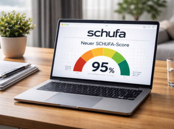 aufgeklappter Laptop zeigt Schufa-Score