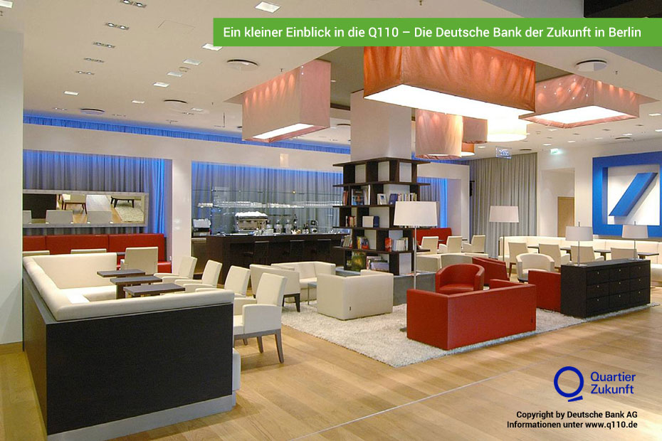 Die Bankfiliale der Zukunft - Erste Bilder der modernen Deutschen Bank Q110 in Berlin